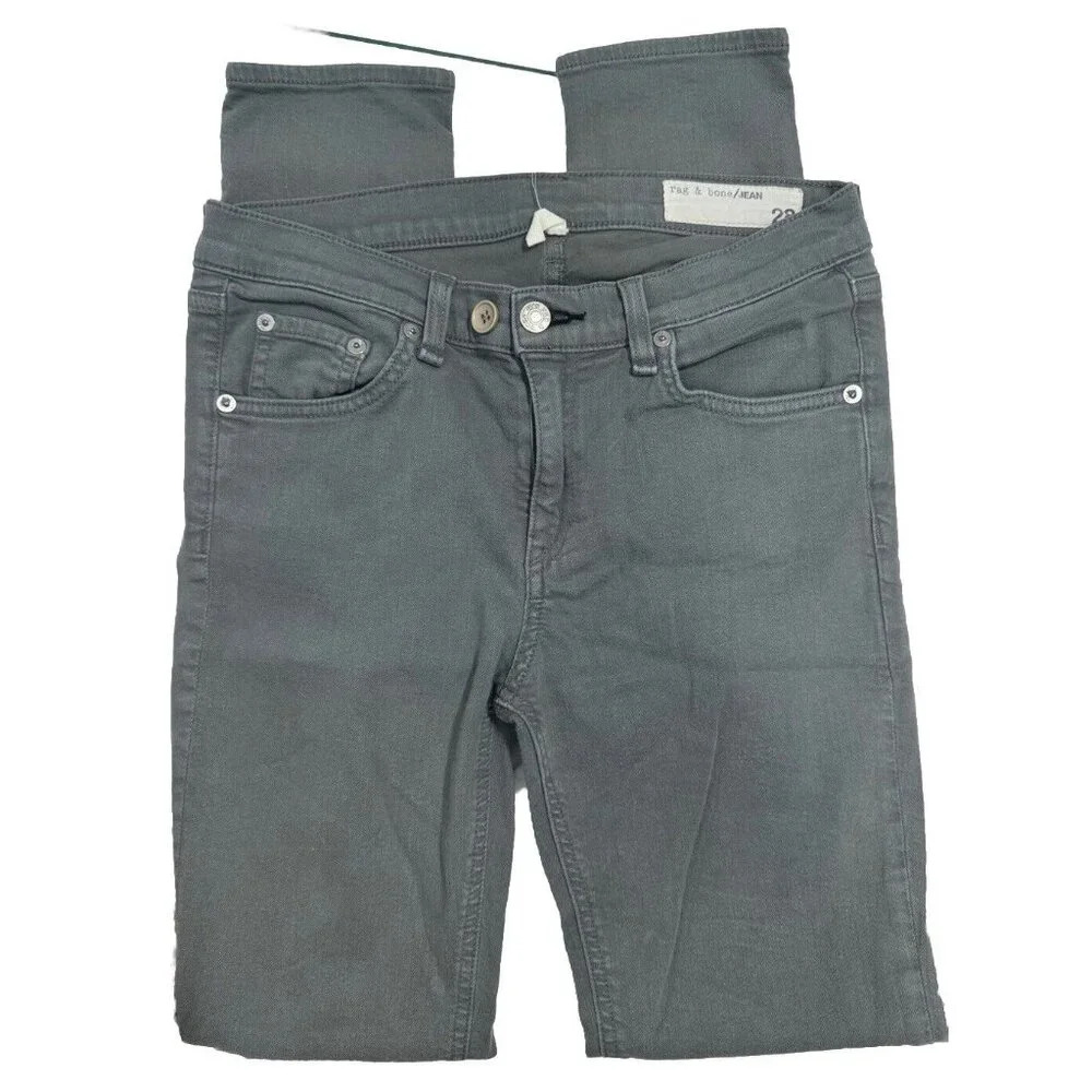 Rag & Bone Womens The Skinny Jeans Distressed Sage Gray Sz 28‎ Low Rise
